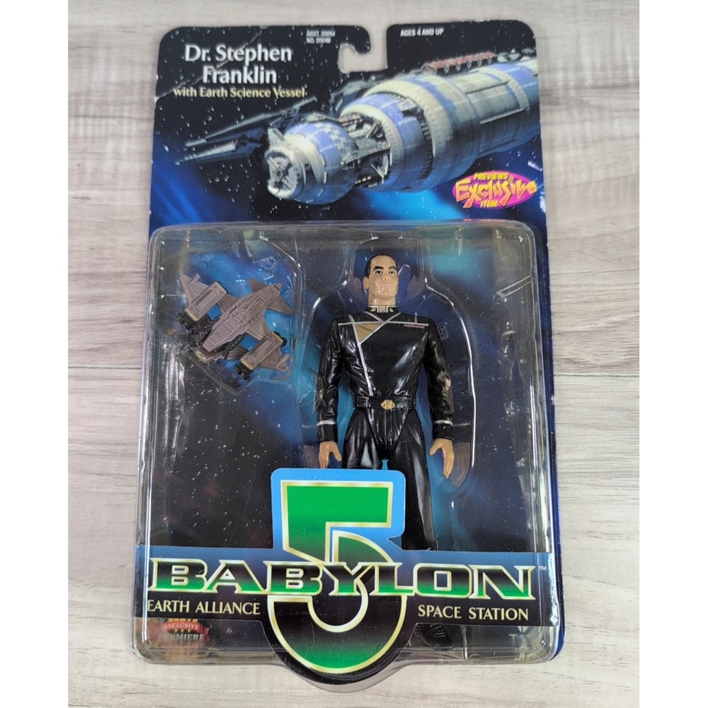 1997 BABYLON 5 action Figures Dr. Stephen Franklin with ( Space Station Vessel )